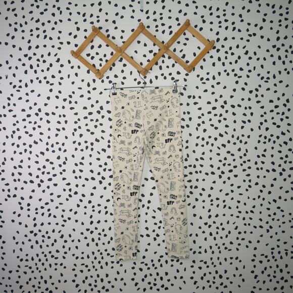 Wonder Nation White Doodle Print Girls Casual Leggings - Picture 3 of 6